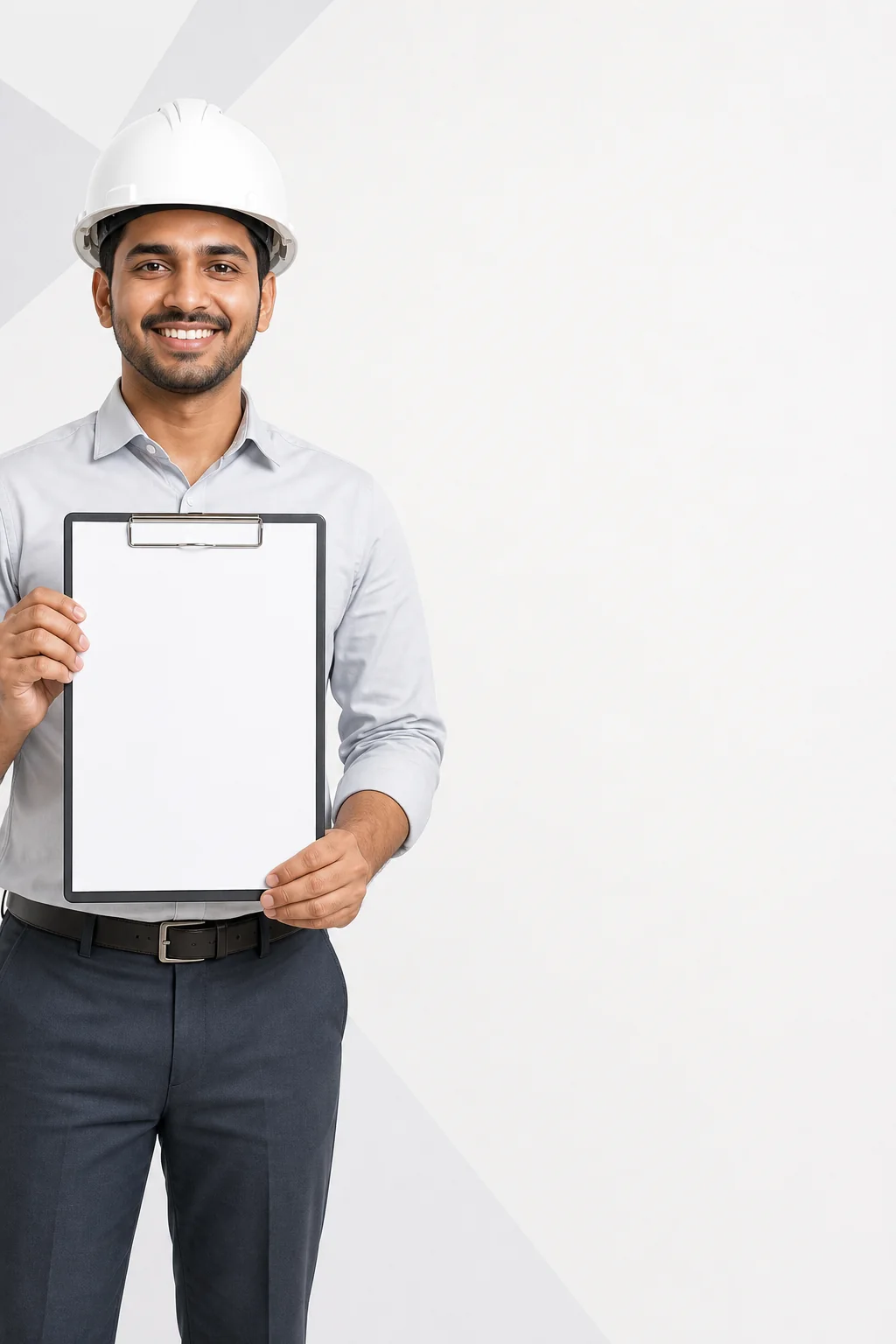 Construction professional holding a clipboard